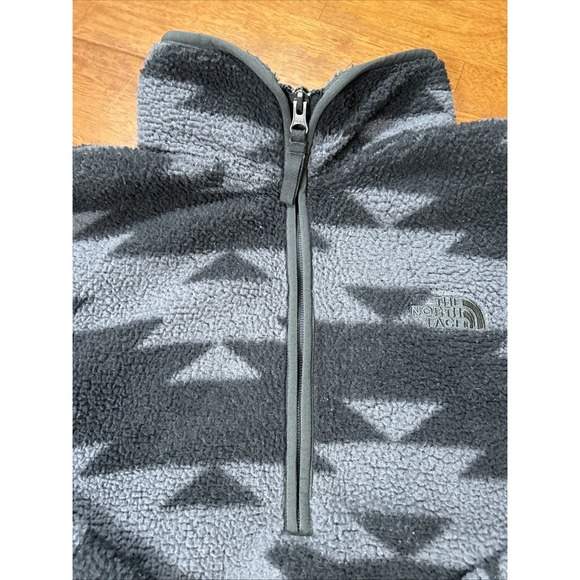 The North Face Mens Large 1/2 Zip Jacket Grey Aztec Fleece Long Sleeve Mock Neck - Picture 5 of 15